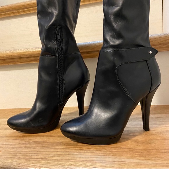 Black High-Heel Boots, Knee-High - Picture 3 of 10
